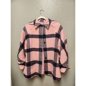 David‎ Hayes 1990's Pink/Black Windowpane Wool Shacket Sz 8